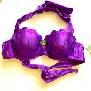 Hot Topic Disney The Little Mermaid Ariel halter swim top size LARGE L purple